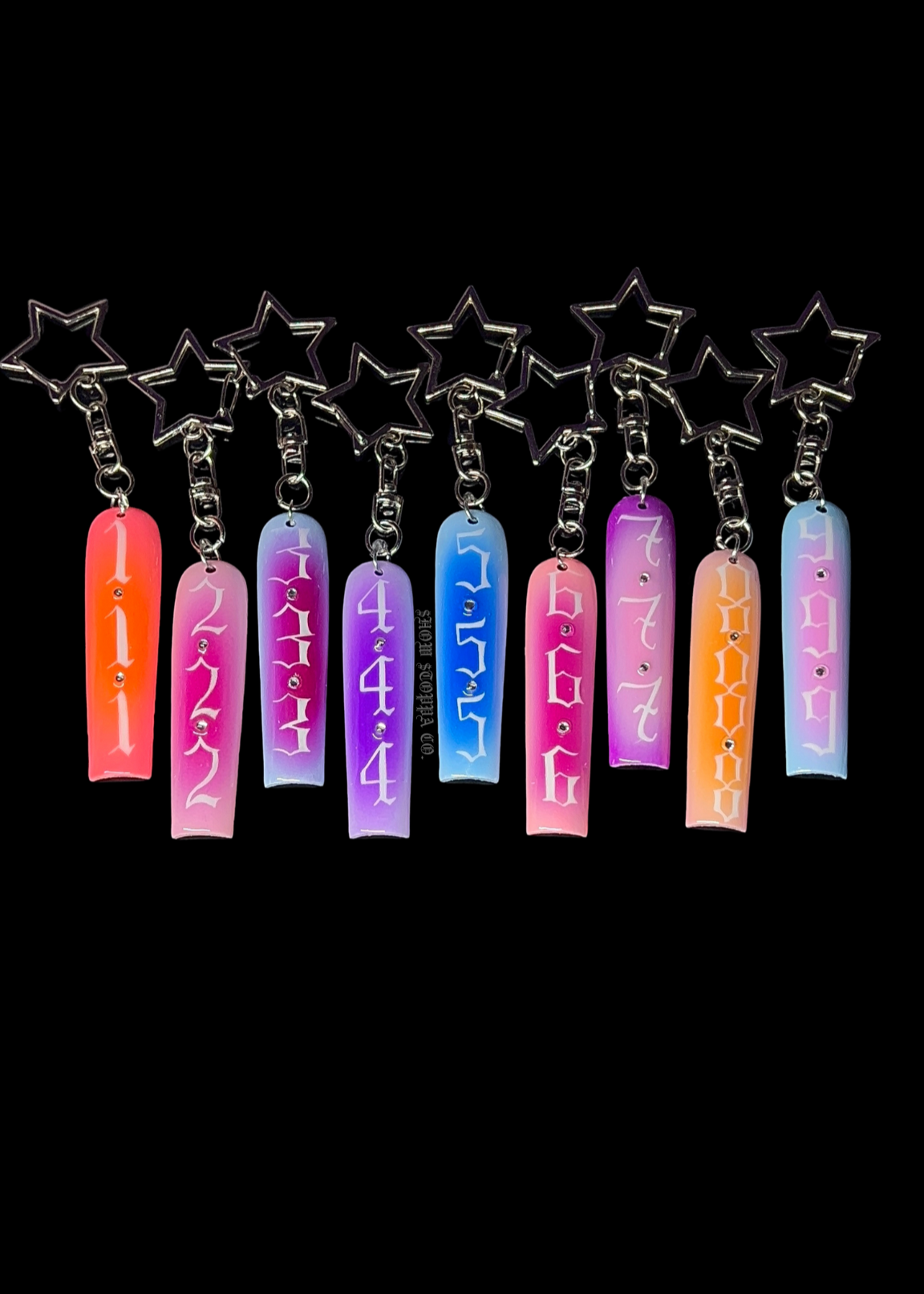 Angel Number Nail Keychain